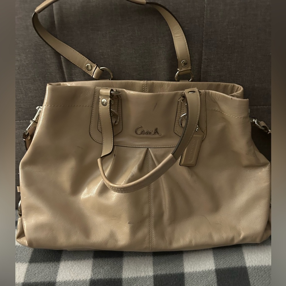 Coach Beige Leather Hobo Tote